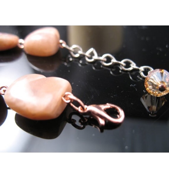 🩷🌜🌙pink moonstone bracelet with rosegold and silver - Picture 3 of 6